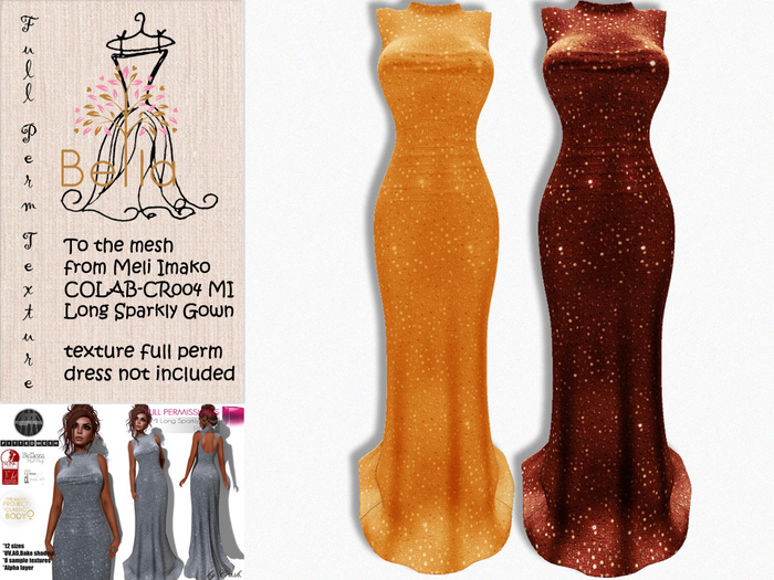 BELLA texture full perm - COLAB-CR004 MI Long Sparkly Gown 4