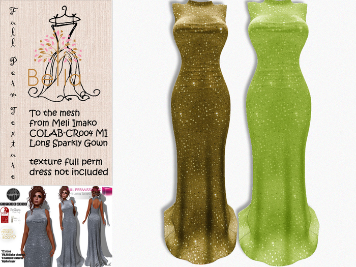 BELLA texture full perm - COLAB-CR004 MI Long Sparkly Gown 5