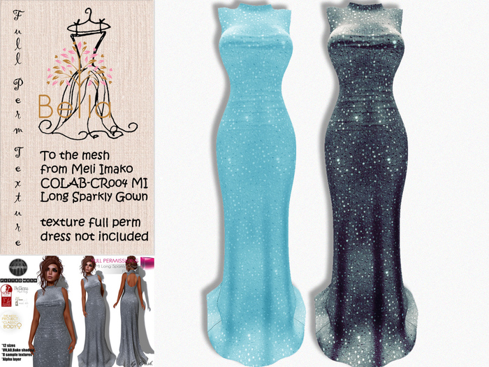 BELLA texture full perm - COLAB-CR004 MI Long Sparkly Gown 7