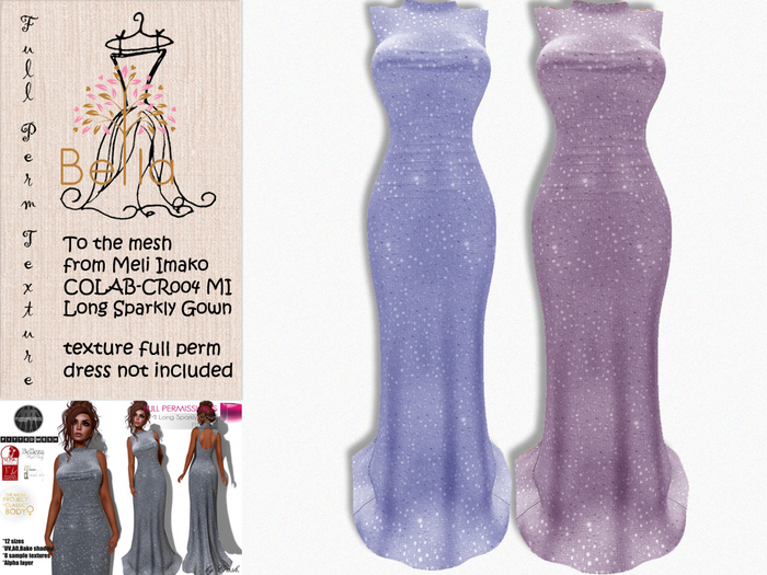 BELLA texture full perm - COLAB-CR004 MI Long Sparkly Gown 8