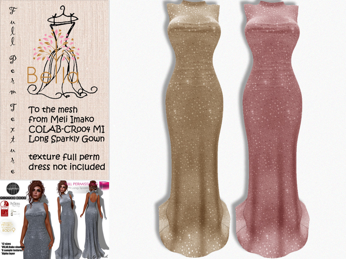 BELLA texture full perm - COLAB-CR004 MI Long Sparkly Gown 10