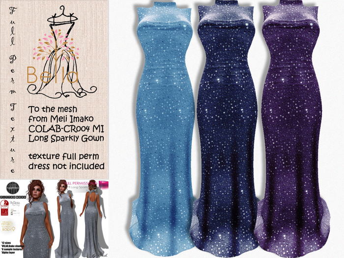 BELLA texture full perm - COLAB-CR004 MI Long Sparkly Gown 12