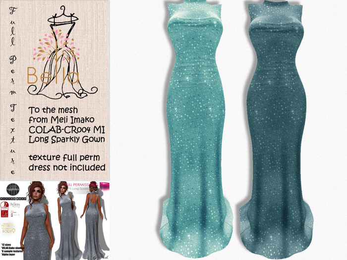 BELLA texture full perm - COLAB-CR004 MI Long Sparkly Gown 6
