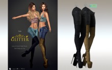GLITTER - TUSLA Fitmesh Jeans Black & High Boots Suede 2 colors