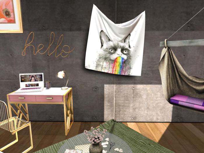 Rainbow Kitty Drape Poster