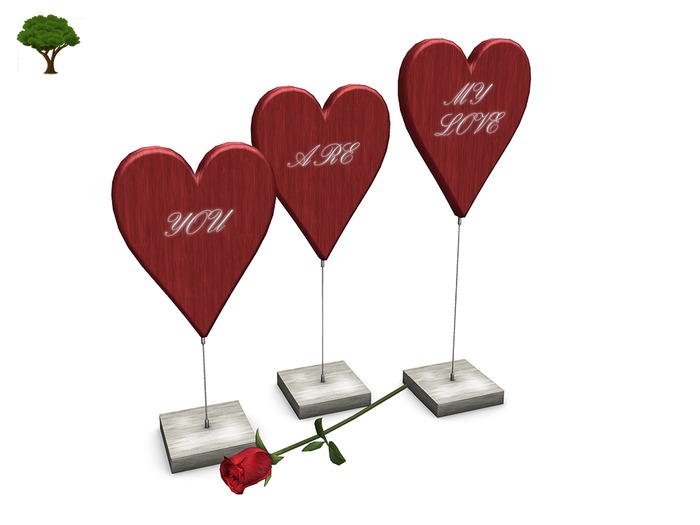 You Are My Love - Hearts with Rose - Red