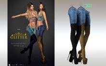GLITTER - TUSLA Fitmesh Jeans Blue & High Boots Suede 2 colors