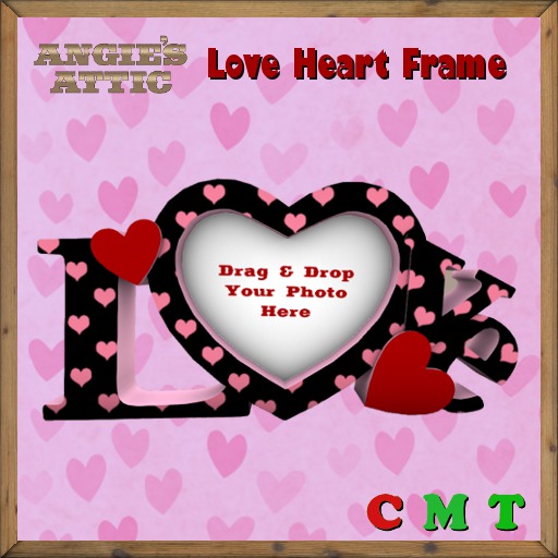 AA - Love Heart Frame - Transferable - Hearts Black/Pink