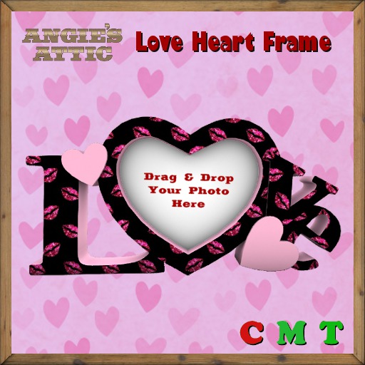 AA - Love Heart Frame - Transferable - Kisses Black/Pink