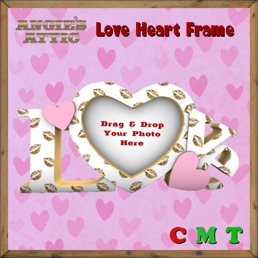 AA - Love Heart Frame - Transferable - Kisses White/Gold