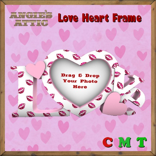 AA - Love Heart Frame - Transferable - Kisses White/Pink