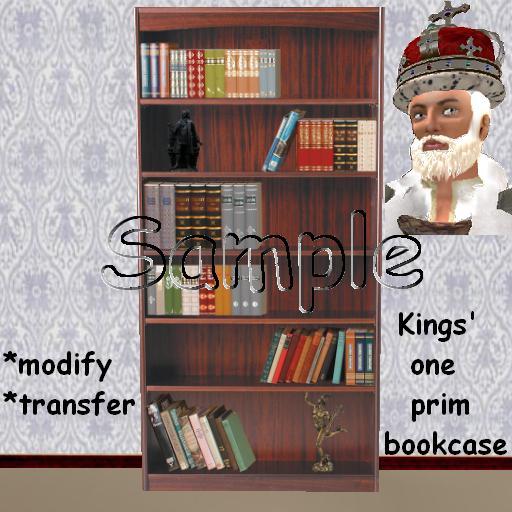 Bookcase with statues and books