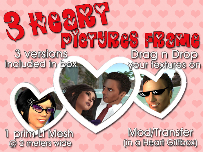 Custom Love: 3 Heart Pictures Frame