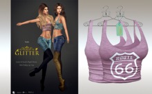 GLITTER - TUSLA Fitmesh Pulled Up Top Pink Texture Hud