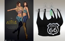 GLITTER - TUSLA Fitmesh Pulled Up Top Black Texture Hud