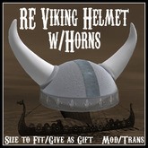 RE Viking Helmet w/Horns - Medieval Hat/Sculpted