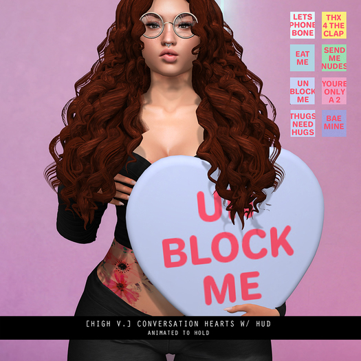 [high v.] holdable conversation hearts w/ hud