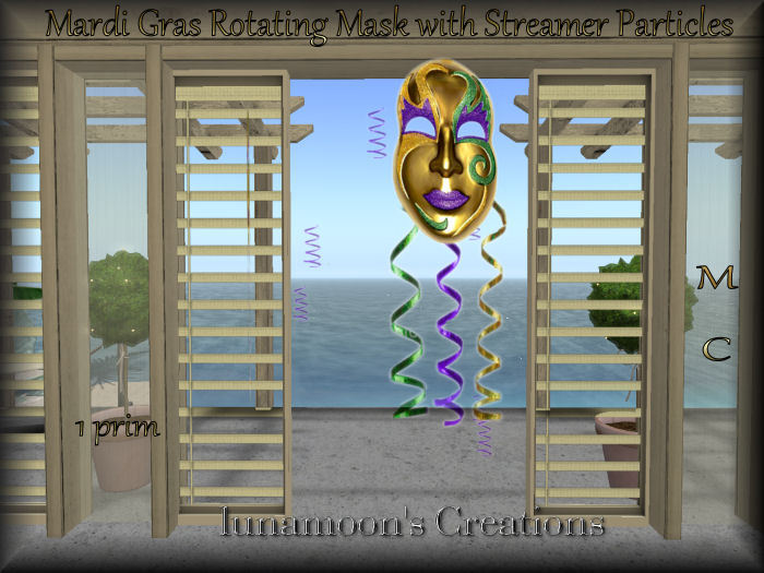 Rotating Mardi Gras Mask with Streamers