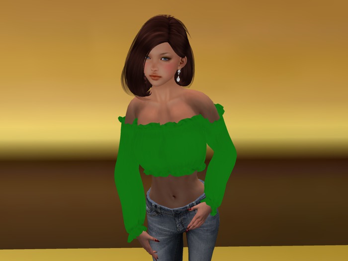 Off Shoulder Blouse,green