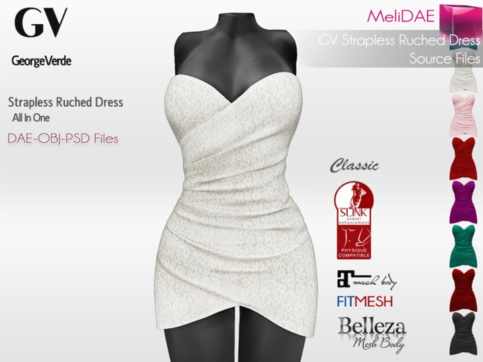 GV21707 Strapless Ruched Dress DevKit