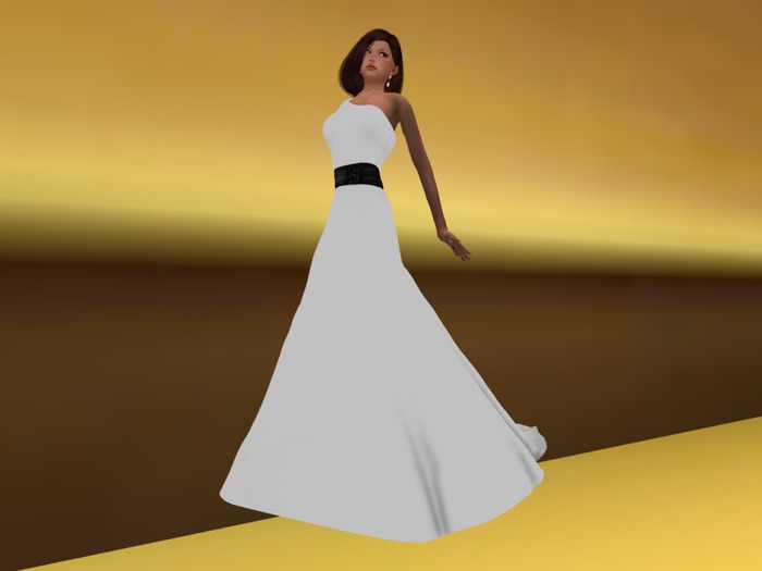 Off Shoulder Gown with Train,white