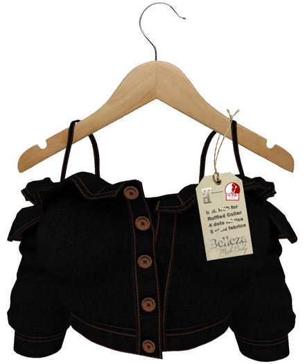 J.H.C. *Bella* Ruffled Denim Shirt with HUD (BLACK)