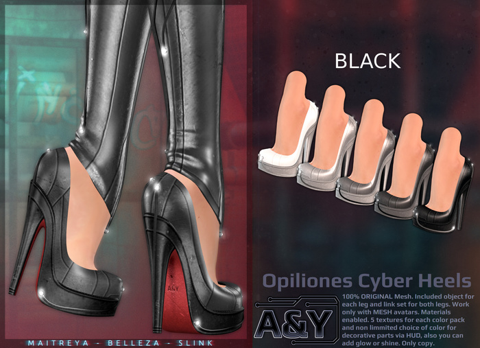A&Y Opiliones Cyber Heels - Black