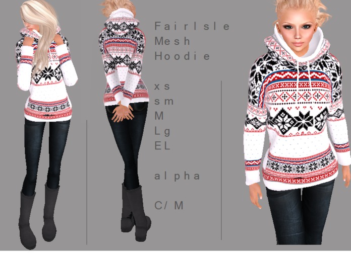 Fairisle Mesh Hoodie - Red