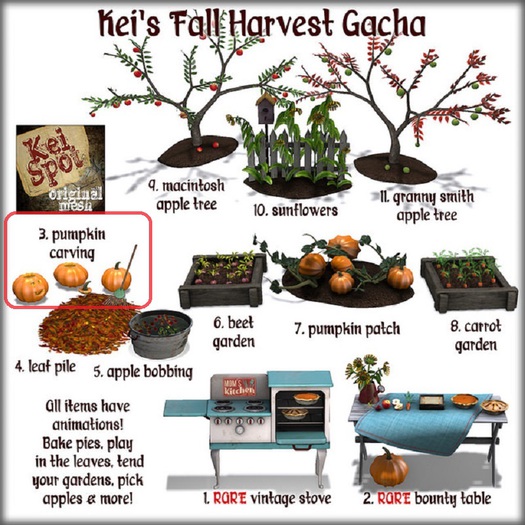 3. Kei's Fall Harvest Gacha (pumpkin carving)