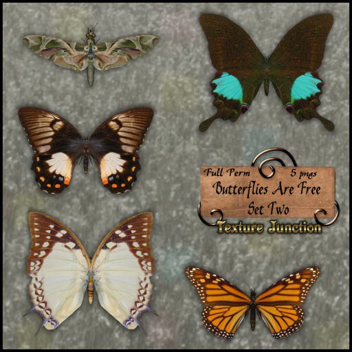 Second Life Marketplace TJ Butterflies Are Free To Fly Texture Set