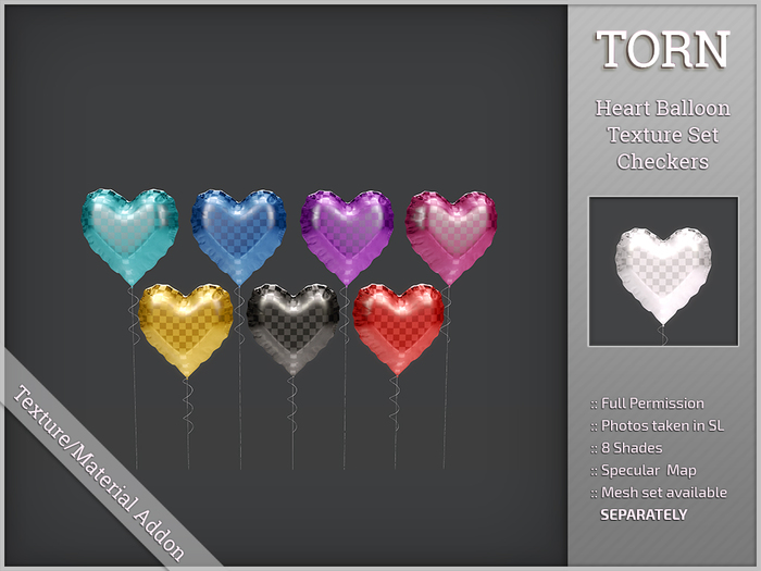 [T] Heart Balloon Material Set - Checkers - Full Permission