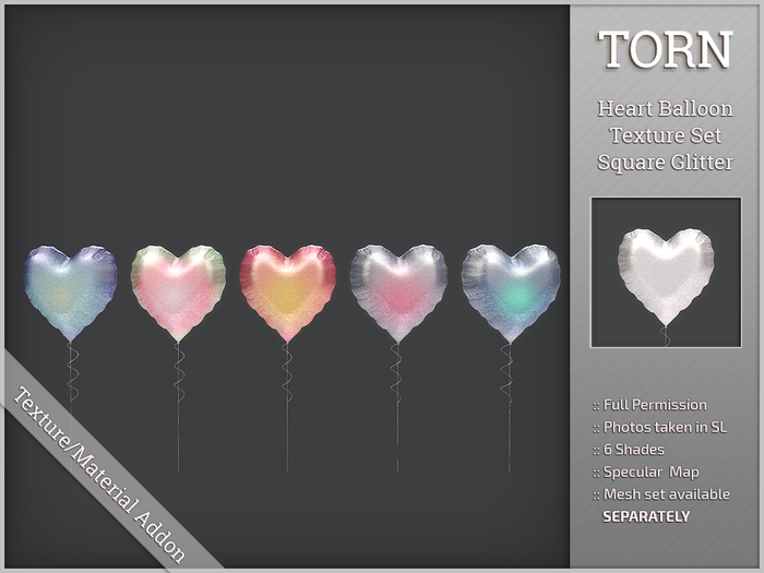 [T] Heart Balloon Texture Set - Square Glitter