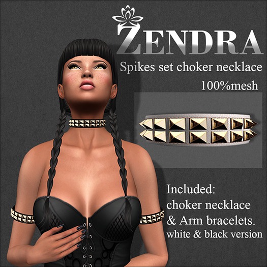 Spikes set choker necklace