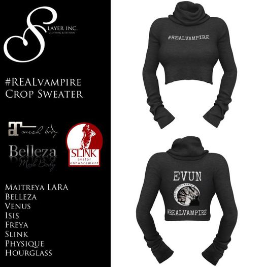 #RealVampire Womens Crop Sweater