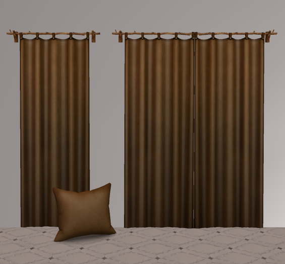 Leather Curtain3 on Branch Rod & Pillow