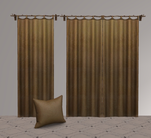Leather Curtain10 on Branch Rod & Pillow