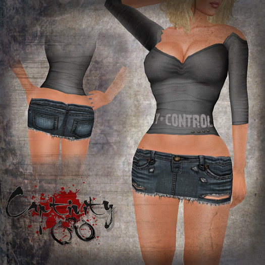 [Captivity Co.]--Distressed Mini Skirt