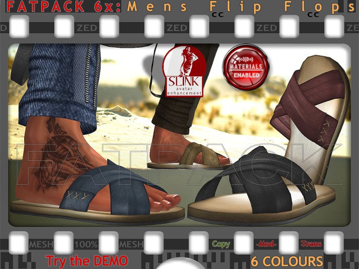 FATPACK - ZED 6x Summer Flip Flops: Rigged Slink Male Feet+Non-Rigged for Standard