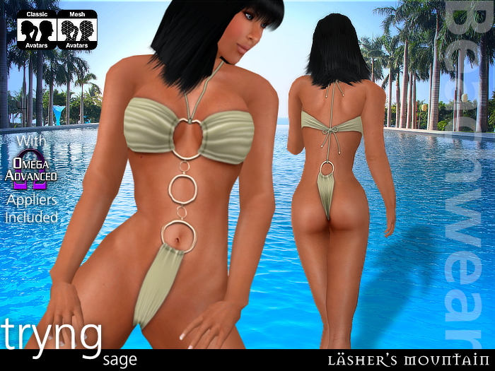 SAGE TRYNG MONOKINI With Gold Rings | Incl. Omega Appliers