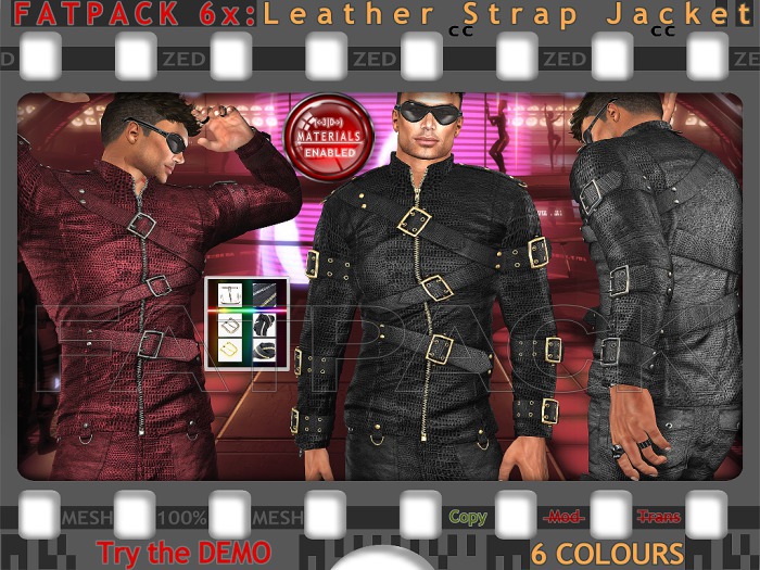 FATPACK - buy all colors for the price of 'one' - ZED 6x Python Leather Strap Jacket, Metals HUD
