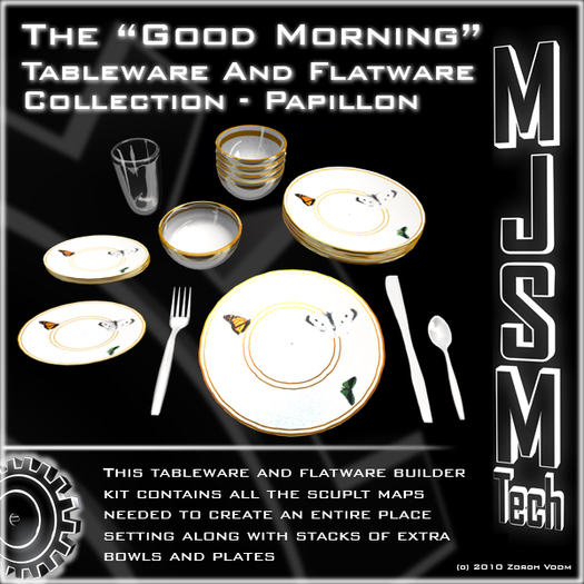 MJSMTech - Good Morning - Tableware and Flatware Builder Kit - Papillon