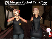 [S] Megan Pocket Tank Top Black