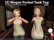 [S] Megan Pocket Tank Top Beige