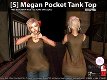 [S] Megan Pocket Tank Top Brown