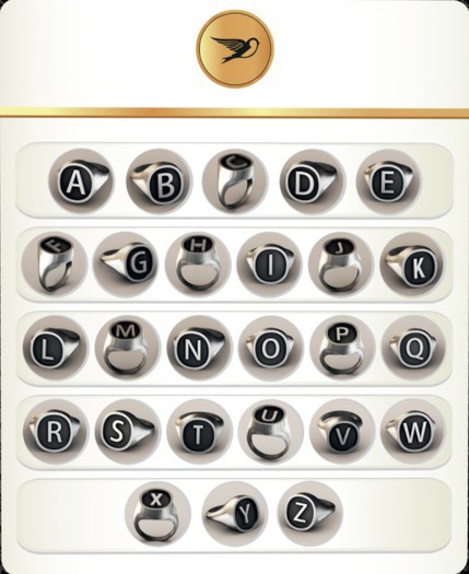^^Swallow Alphabet Ring/ Q
