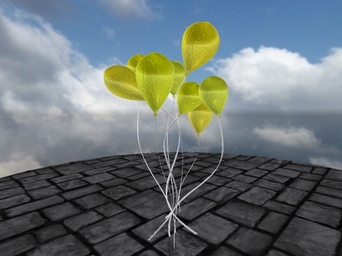 Lower Prim Balloons - Yellow tones-metallic-(mod/copy)