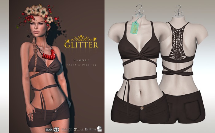 GLITTER - SUMMER Fitmesh Outfit Taupe