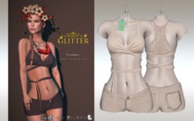 GLITTER- SUMMER Fitmesh Outfit Ecru