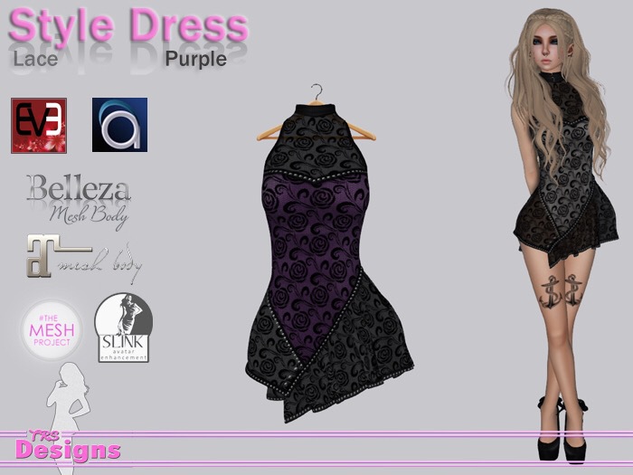 Style Dress Lace Purple