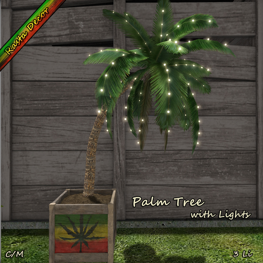 CP-Potted Palm Tree Rasta Decor